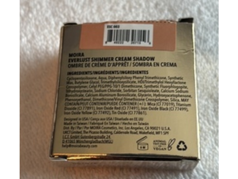 Moira Everlust Shimmer Cream Shadow, 003 Dazzling Brown, 0.18 oz/5 g