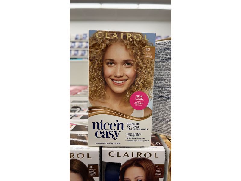 Clairol Nice'n Easy Permanent Hair Dye, 8G Medium Golden Blonde Hair Color, 1 Count
