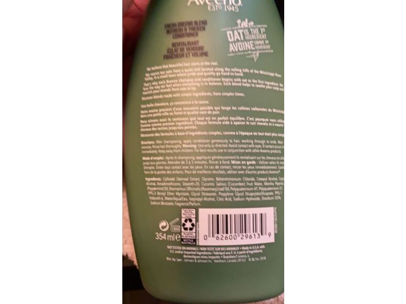 Aveeno Fresh Greens Blend Conditioner, Refresh & Thicken, 12 fl oz/354 mL