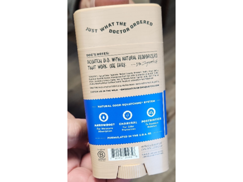 Dr. Squatch Men's Natural Odor Squatching Deodorant, Fresh Falls, 2.65 oz/75 g