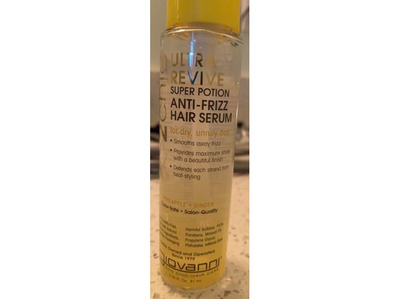 Giovanni 2 Chic Ultra-Revive Super Potion Anti-Frizz Hair Serum, Pineapple & Ginger, 2.75 fl oz/81 mL