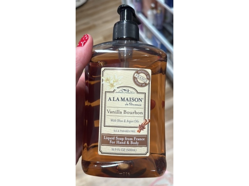A La Maison De Provence Hand & Body Liquid Soap, Vanilla Bourbon, 16.9 fl oz/500 mL