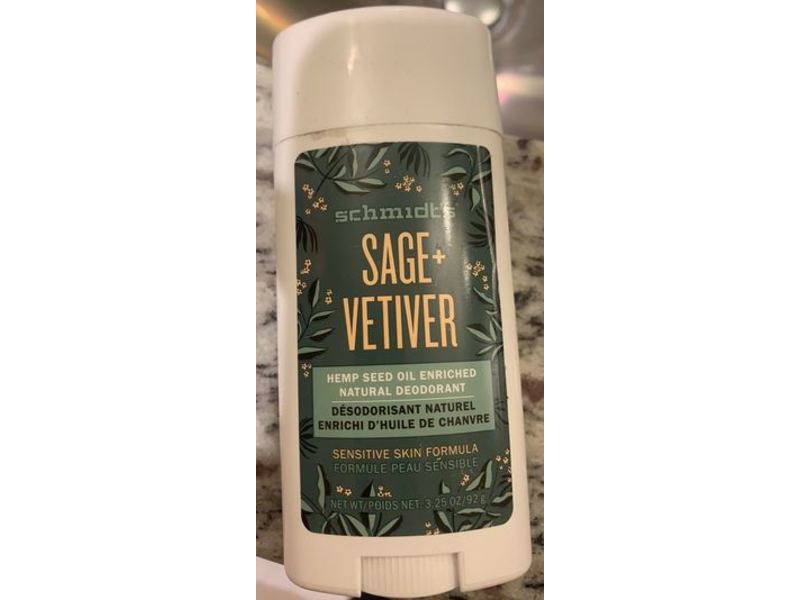 Schmidt's Natural Deodorant, Sage+Vetiver, 3.25 oz/92 g, Pack Of 3