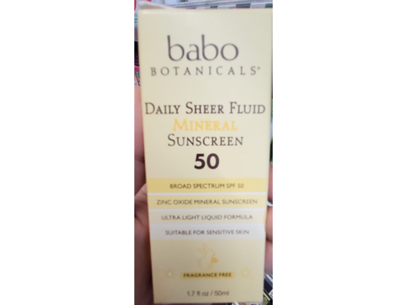 Babo Botanicals Daily Sheer Fluid Mineral Sunscreen, SPF 50, 1.7 fl oz/50 mL