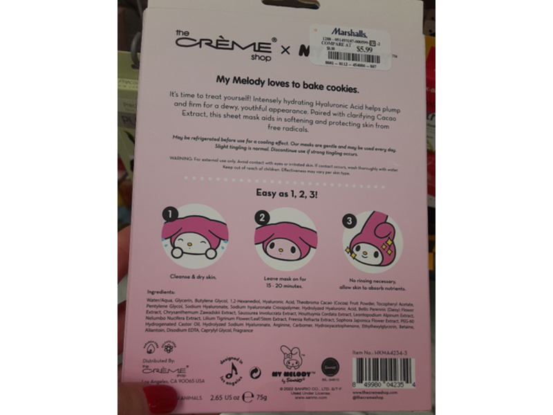 The Creme Shop Softer Than Cookies Sheet Mask, 2.65 oz/75 g, 3 Pack