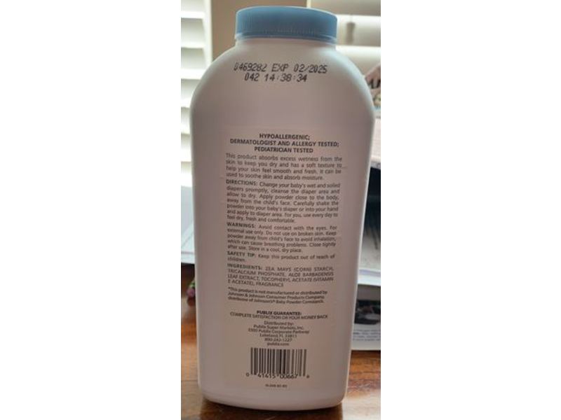 Publix Cornstarch Baby Powder, Aloe Vera & Vitamin E, 15 oz