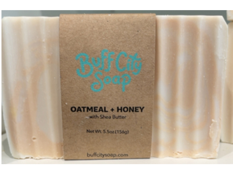 Buff City Soap Bar Soap, Oatmeal + Honey with Shea Butter, 5.5 oz/156 g