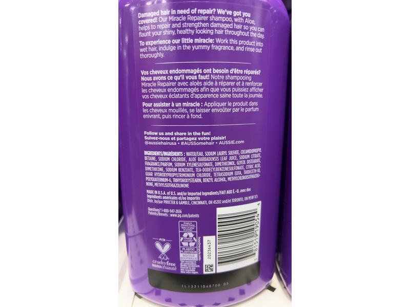 Aussie Miracle Repairer Shampoo, Aloe, 30.4 fl oz/900 mL