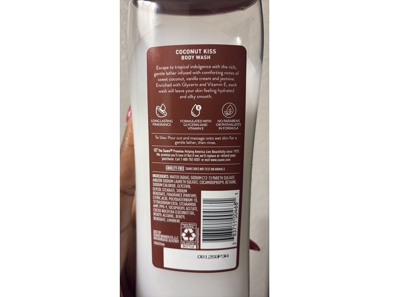 Suave Comforting Body Wash, Coconut Kiss, 18 fl oz/532 mL