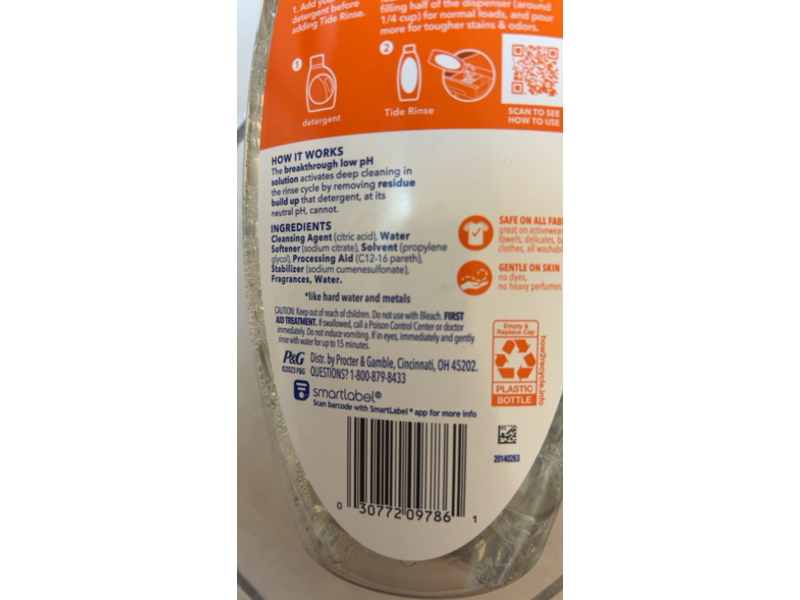 Tide Clean Boost Fabric Rinse, Spring Meadow, 25.5 fl oz/754 mL