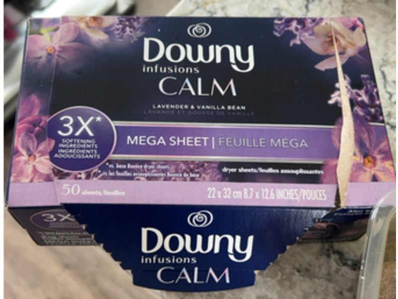 Downy Infusions Calm Mega Dryer Sheet, Lavender & Vanilla Bean, 50 count