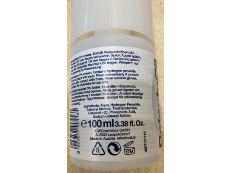RefectoCil Oxidant 3% 10 vol Cream, 3.38 fl oz/100 mL