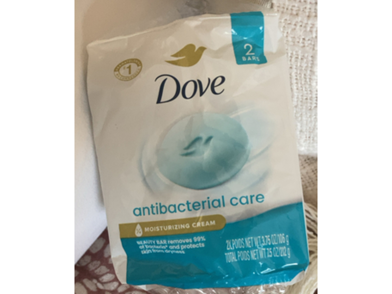 Dove Antibacterial Care Beauty Bar, 3.75 oz/106 g, 2 Count