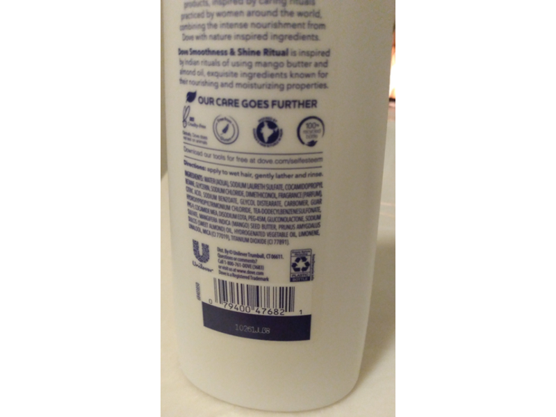 Dove Smoothness + Shine Ritual Shampoo, 12 fl oz/355 mL