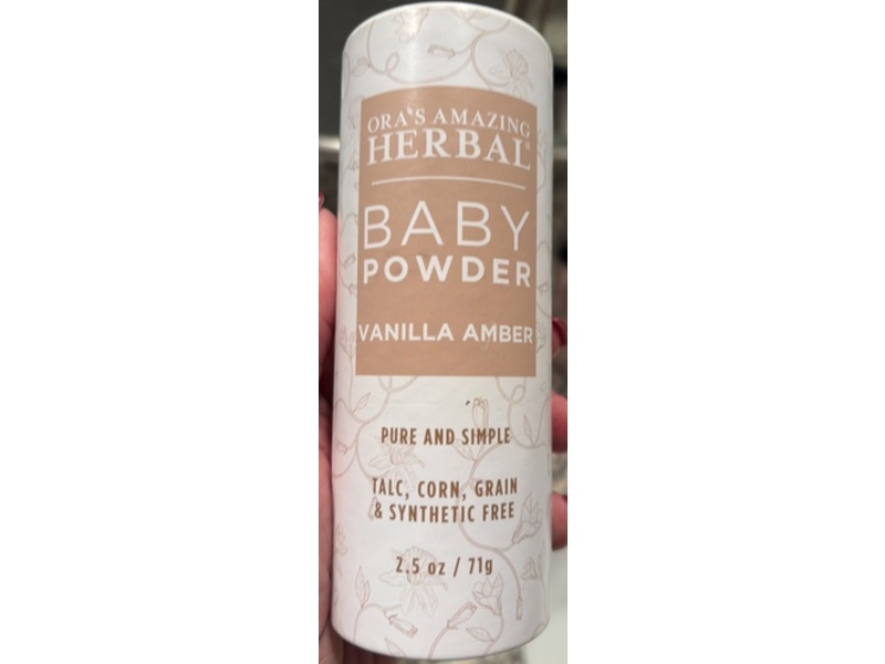 Ora's Amazing Herbal Baby Powder, Vanilla Amber, 2.5 oz/71 g