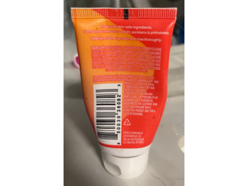 Lume Acidified Body Wash, Clean Tangerine, 1.5 fl oz/44 mL