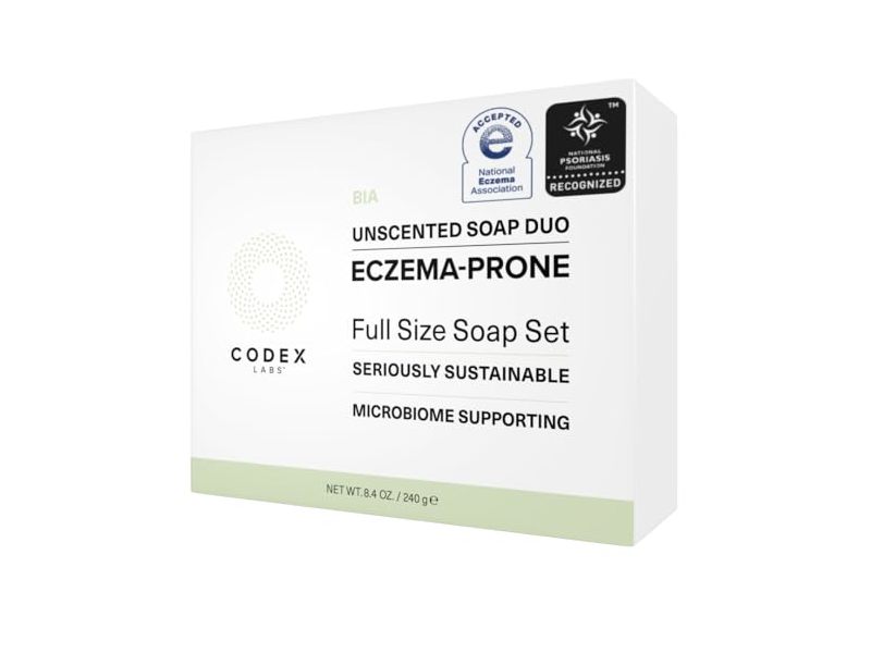 Codex Labs Eczema-Prone Soap Duo, Unscented, 8.4 oz/240 g