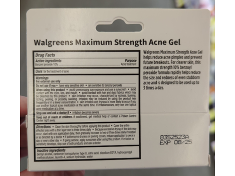Walgreens Maximum Strength Acne Gel, 1.0 oz/28 g