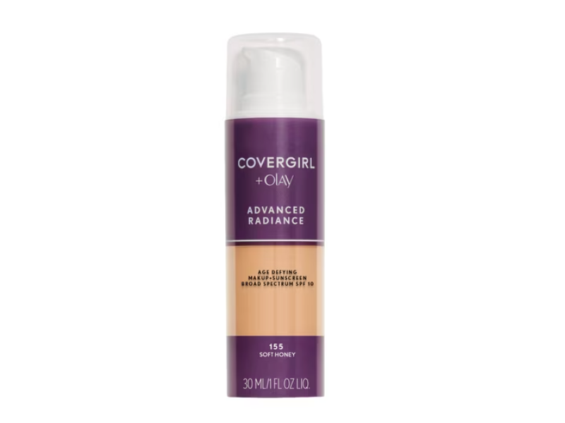CoverGirl Advanced Radiance Age-Defying Foundation, SPF 10, 155 Soft Honey, 1 fl oz/30 mL