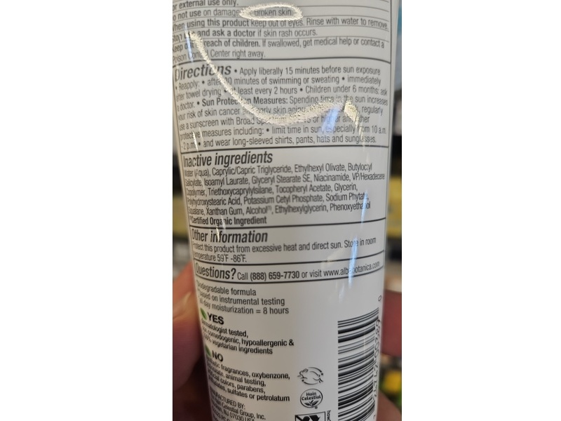 Alba Botanica Sunscreen Lotion, SPF 30, Niacinamide + Squalene & Vitamin E, 3 fl oz/89 mL
