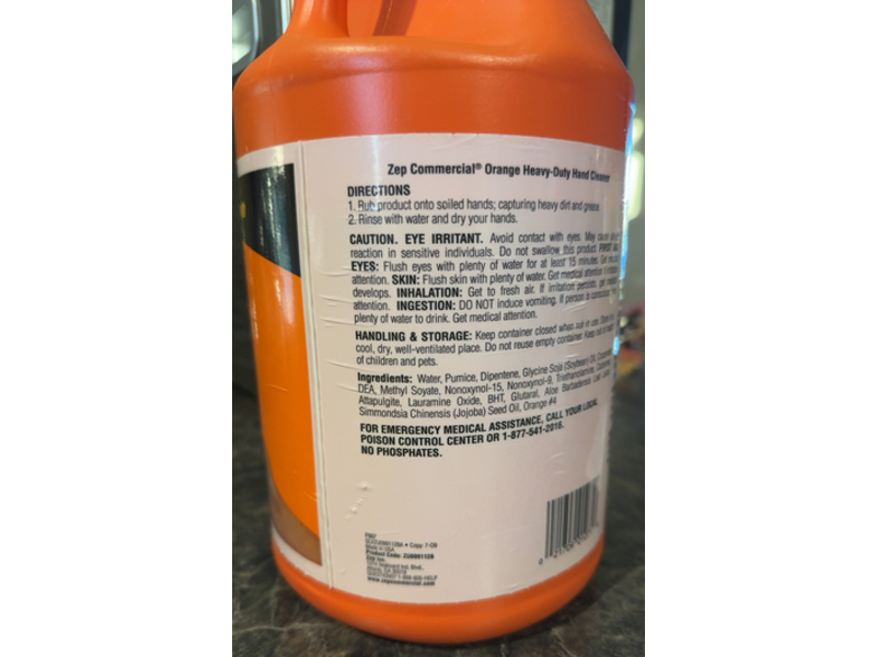 Zep Commercial Heavy Duty Hand Cleaner, Orange, 128 fl oz/3.78 L