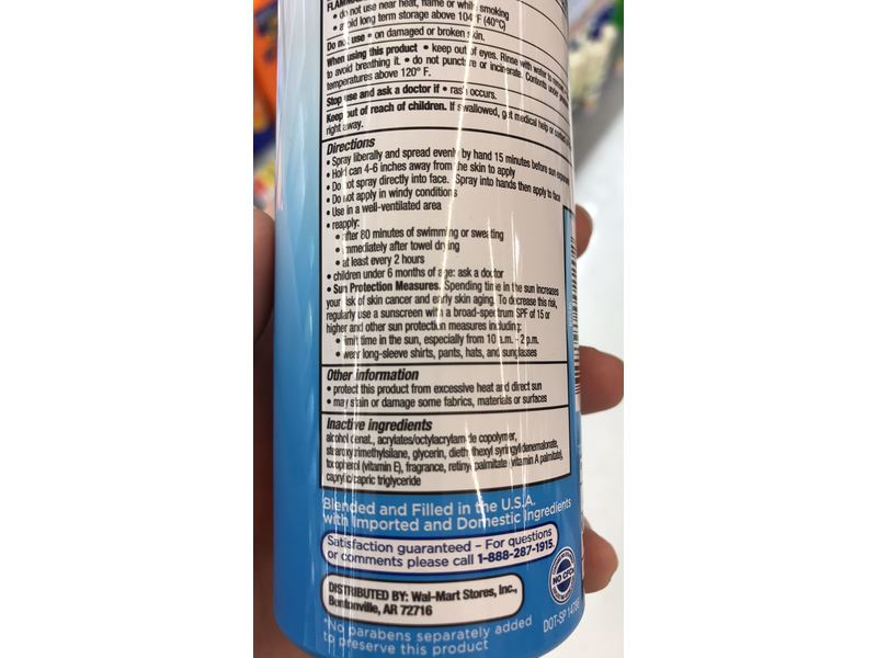 Equate Sport Sunscreen Continuous Spray, SPF 50, 5.5 oz/156 g