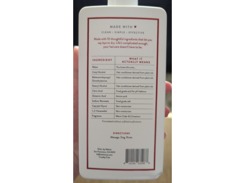 Native Moisturizing Conditioner, Warm Cider & Cinnamon, 16.5 fl oz/487 mL