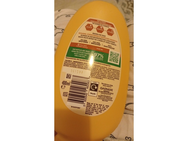 Garnier Ultimate Blends Reconstructing Conditioner, Honey Treasures, 400 mL