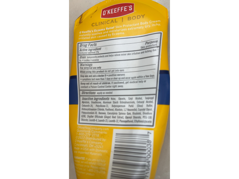 O'Keeffe's Eczema Relief Body Cream, 5 oz/142 g