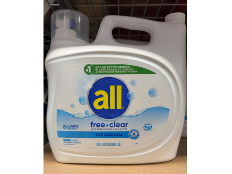 All The Original Liquid Detergent, Free & Clear, 166 Loads, 250 fl oz/7.39 L