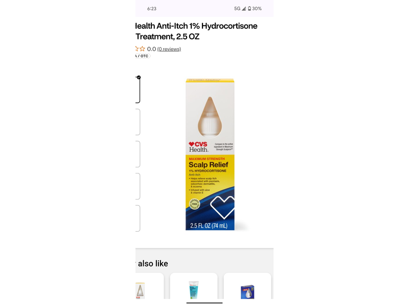 CVS Health Anti-Itch 1% Hydrocortisone Scalp Relief, Maximum Strength, 2.5 fl oz/74 mL