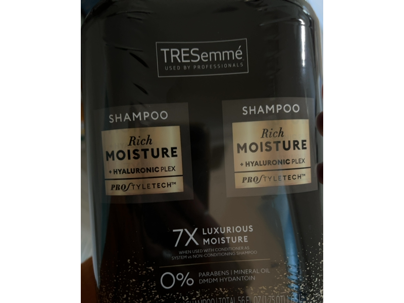 TRESemme Rich Moisture Shampoo, +Hyaluronic Plex, 28 fl oz/828 mL, Pack Of 2