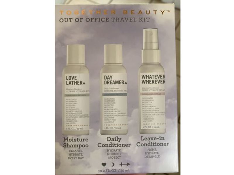 Together Beauty Out Of office Travel Kit, Moisture Shampoo, Daily Conditioner, Leave-In Conditioner, 2 fl oz/59 mL