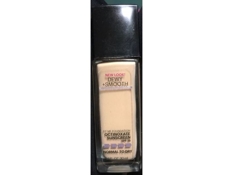 Maybelline New York Dewy + Smooth Fit Me Foundation, SPF 18, Normal To Dry, 125 Nude Beige,1 fl oz/30 mL