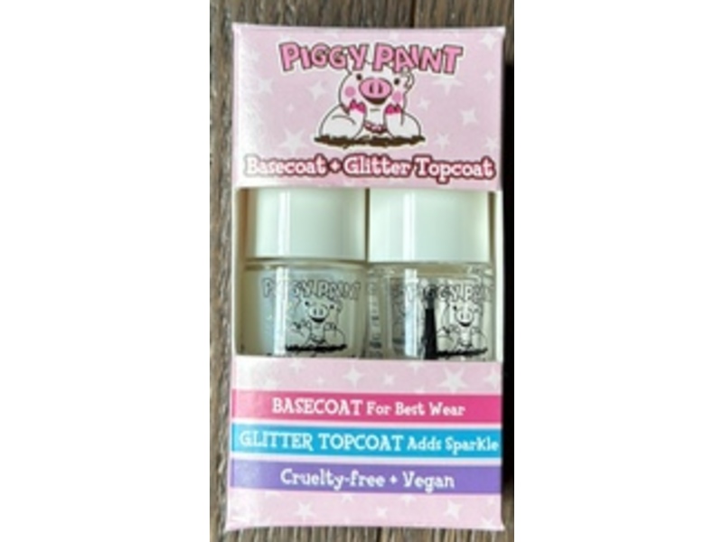 Piggy Paint Basecoat + Glitter TopCoat, 0.24 oz/7 mL