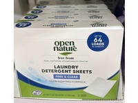 Open Nature Laundry Detergent Sheets, Free & Clear, 64 Loads, 32 Count - thumbnail 2