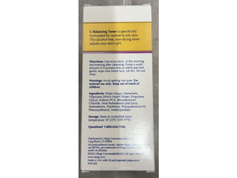 Obagi C-Balancing Toner, 6.7 fl oz/ 198 mL