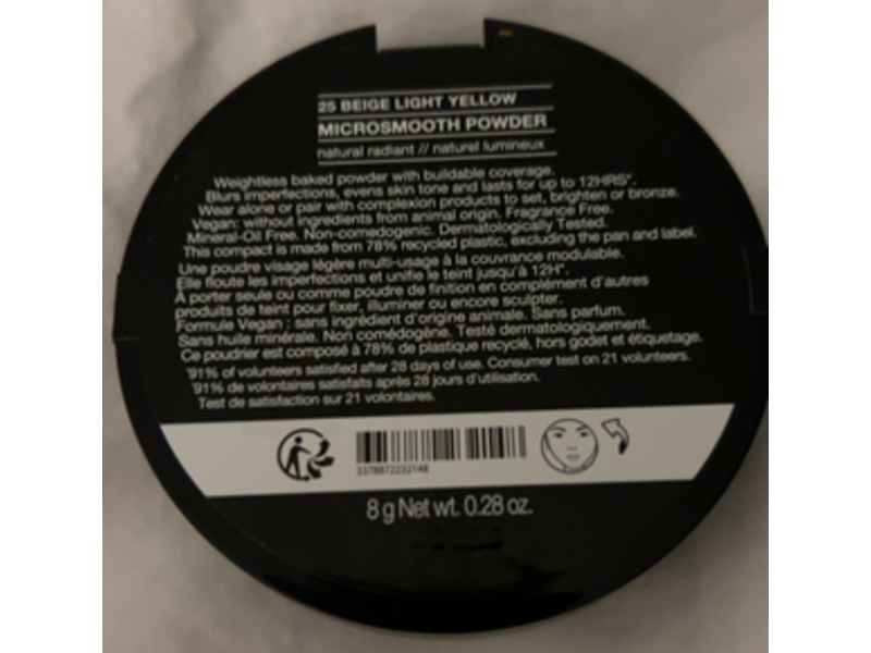 Sephora Microsmooth Powder, 25 Beige Light Yellow, 0.28 oz/8 g