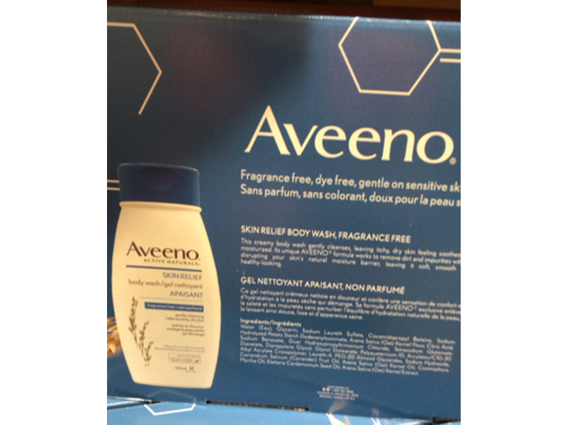 Aveeno Active Naturals Skin Relief Body Wash Set, Fragrance Free, 18 fl oz, 3 Count
