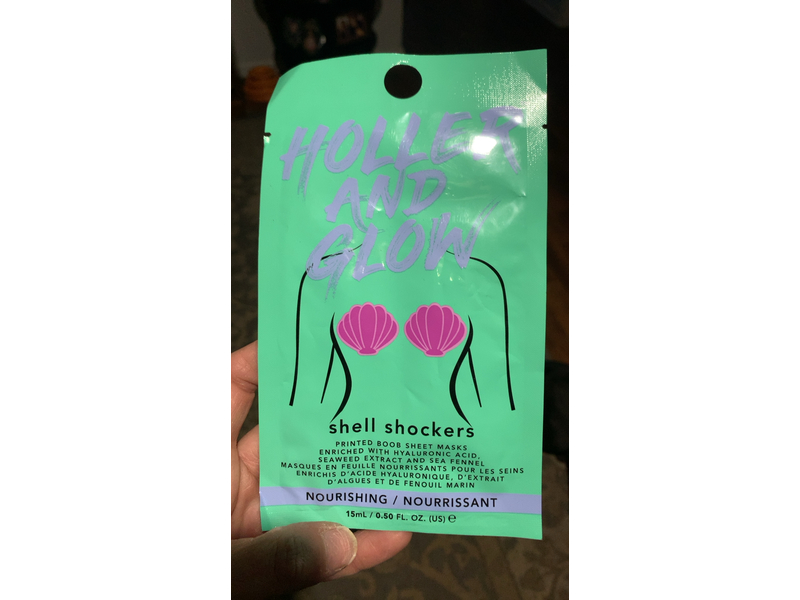 Holler & Glow Shell Shockers Printed Boob Sheet Mask, 0.50 fl oz/15 mL