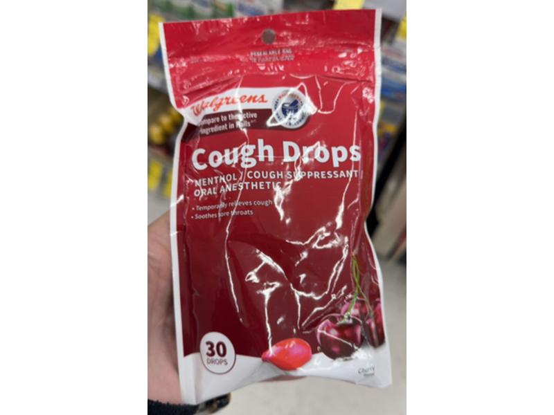 Walgreens Cough Drops, Cherry, 30 Count