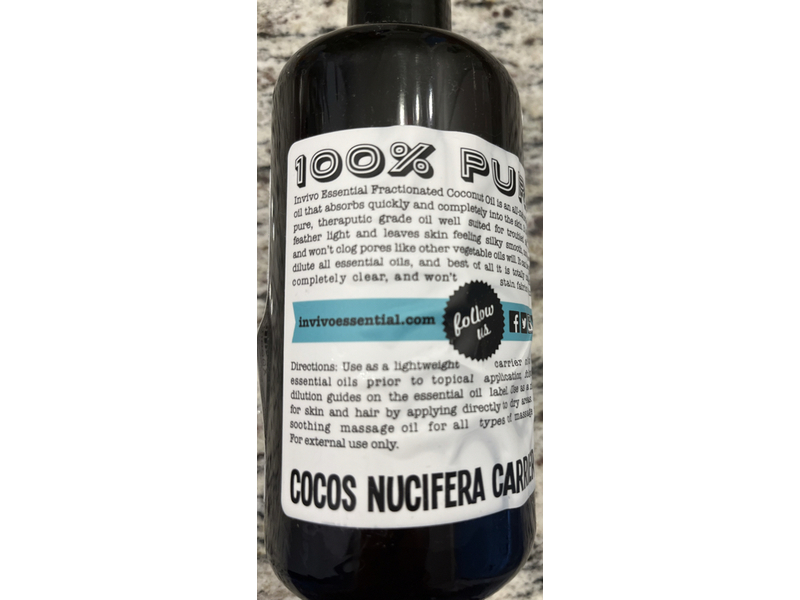 Invivo Essential Therapeutic Grade + All Natural Fractionated Coconut Oil, 16 fl oz/473 mL