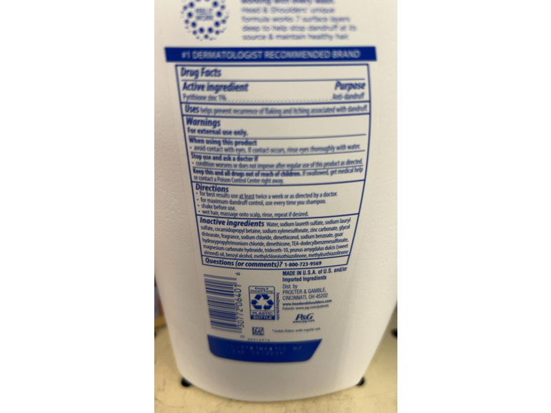 Head & Shoulders Dandruff Dry Scalp Care Daily Shampoo, Almond Oil, 28.2 fl oz/835 mL