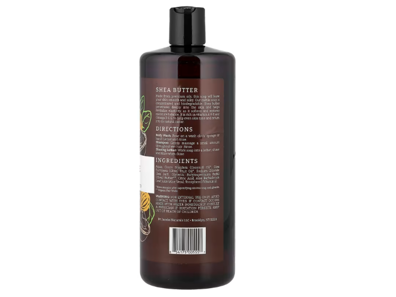 Dr. Jacobs Naturals Rich Castile Body Wash, Shea Butter, 32 oz/946 mL