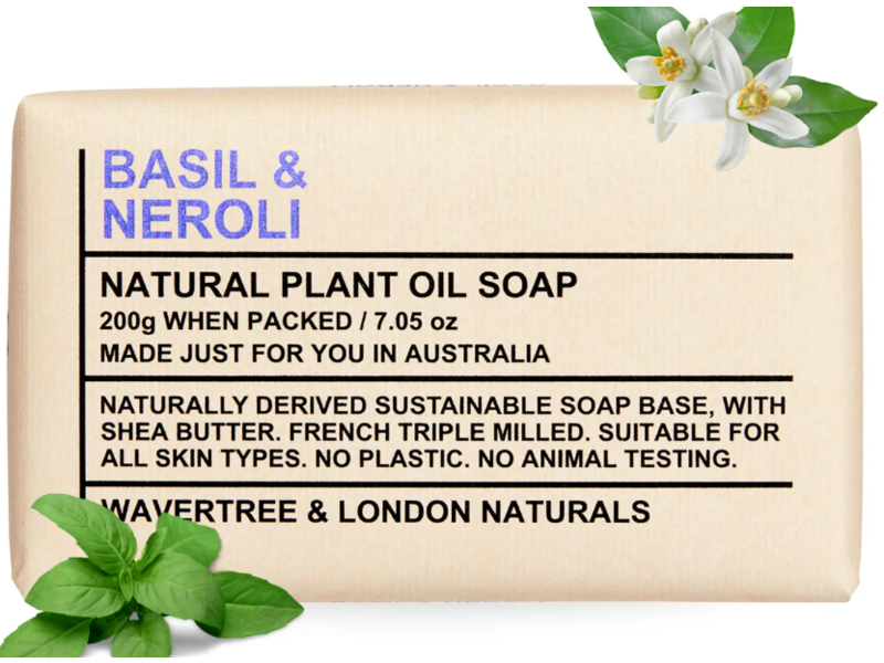 Wavertree & London Naturals Plant Oil Soap, Basil & Neroli, 7.05 oz/200 g