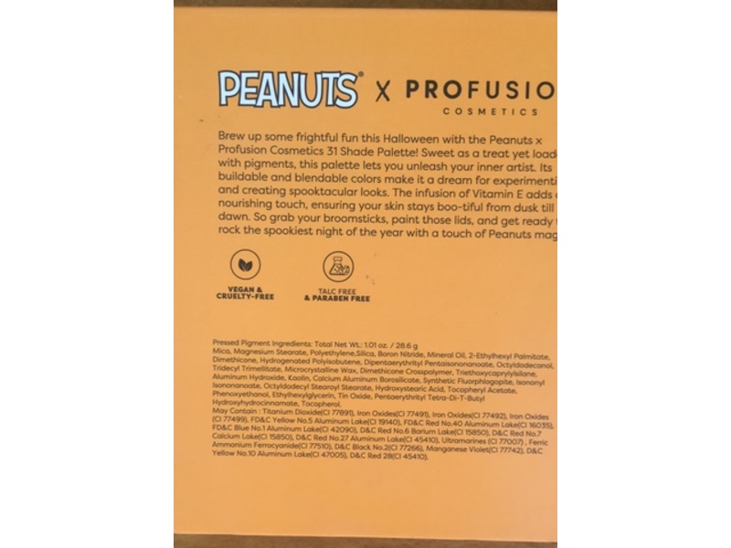 Profusion Cosmetics X Peanuts Eyeshadow Palette, Trick Or Treat, 1.01 oz/28.6 g, 31 Shades