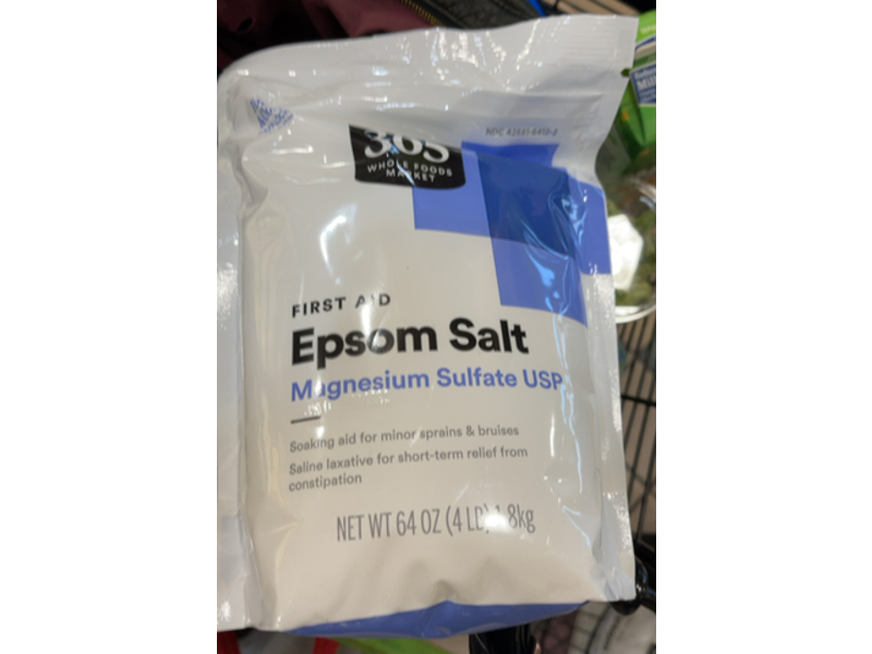 365 Whole Foods Market First Aid Epsom Salt, Magnesium Sulfate, 64 oz/1.8 kg