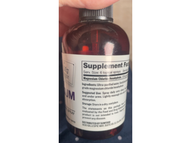 Sunfood Superfoods Pure & Potent Soothing Topical Mineral Spray, Magnesium Oil, 4 fl oz/118 mL