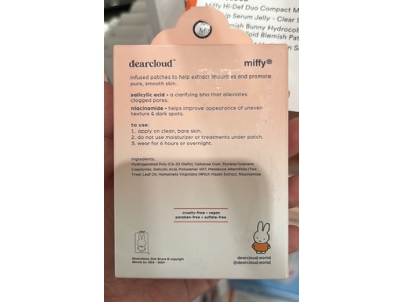 Dearcloud Hydrocolloid Blemish Patches, Miffy Blemish Bunny, 36 Count