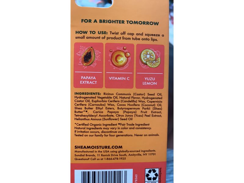 Shea Moisture Brighter Days Ahead Lip Balm, Smooth & Hydrate, 0.43 oz/12.2 g